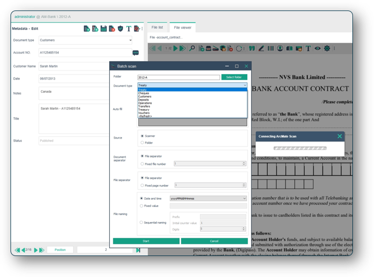 ArcMate Enterprise screenshot: Capturing and Indexing