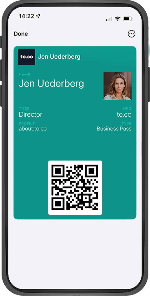Share contacts in seconds directly from your Apple or Google Wallet. Never miss an opportunity. Much more than a business card