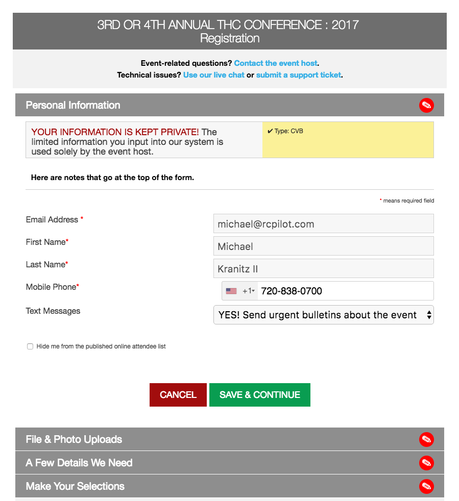 Eventsquid Software - Registration forms