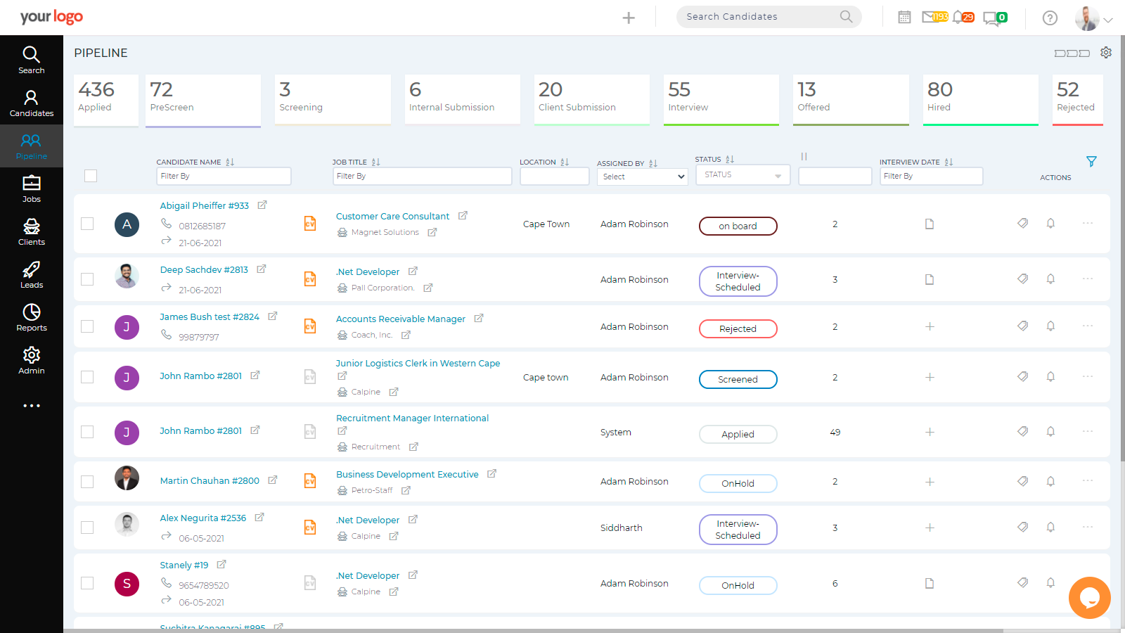 Candidate Tracking with Pipeline