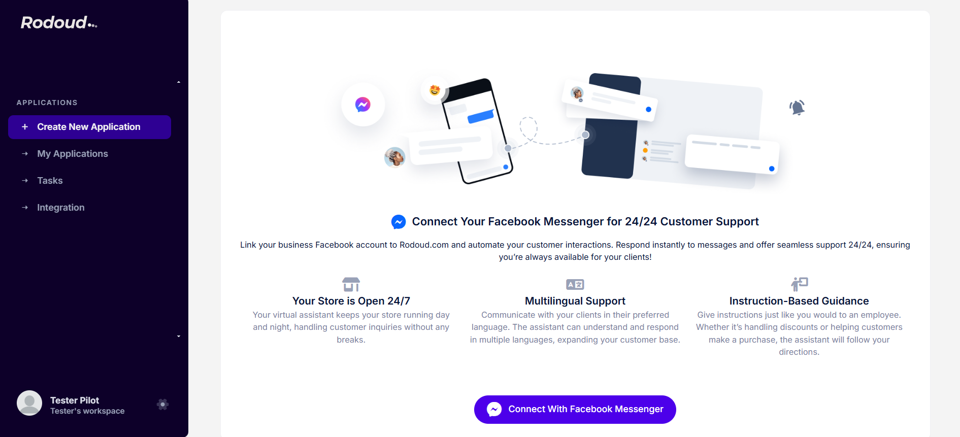 Rodoud screenshot: Rodoud new application creation