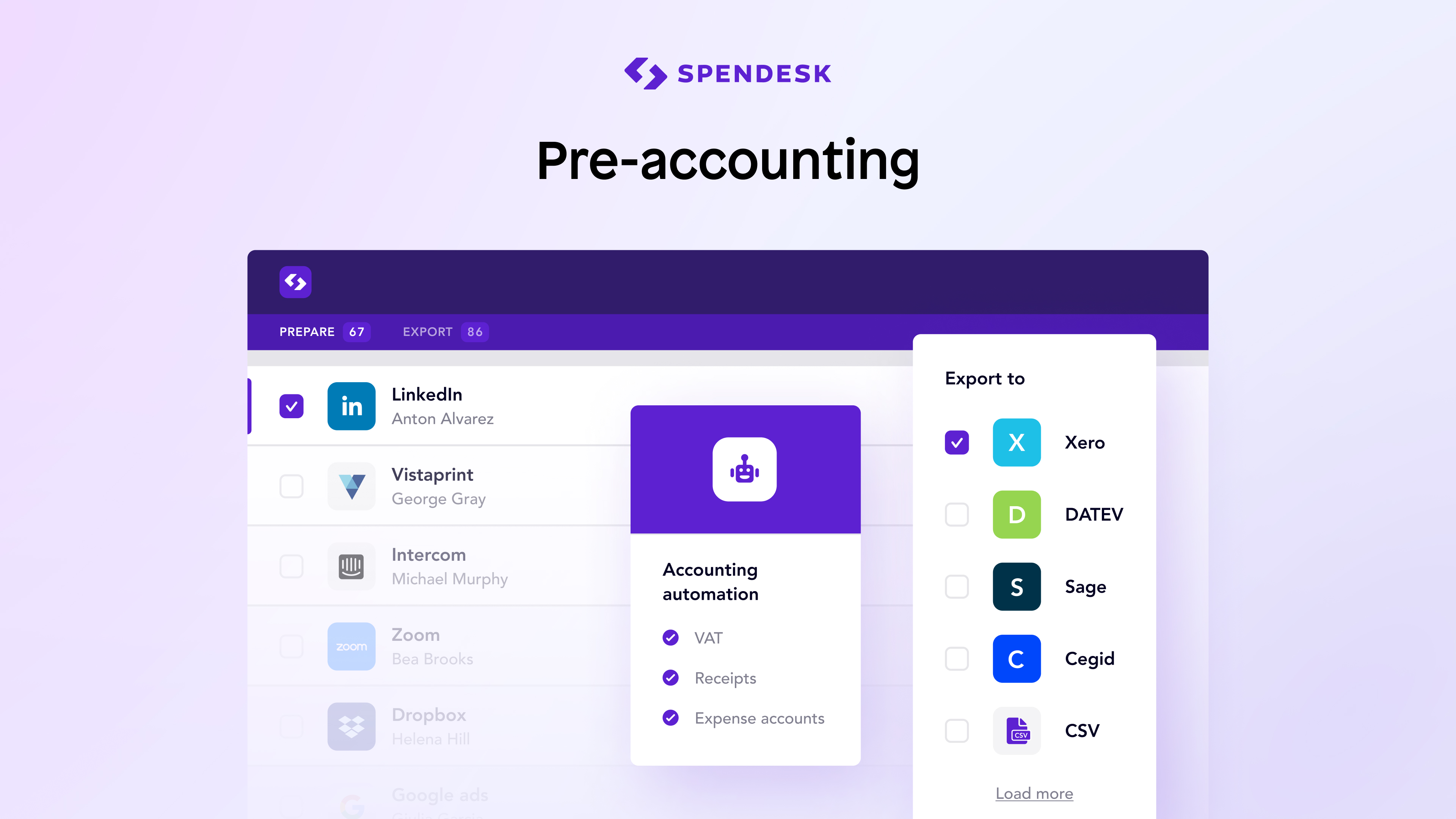Export Spendesk data to your accounting automation software