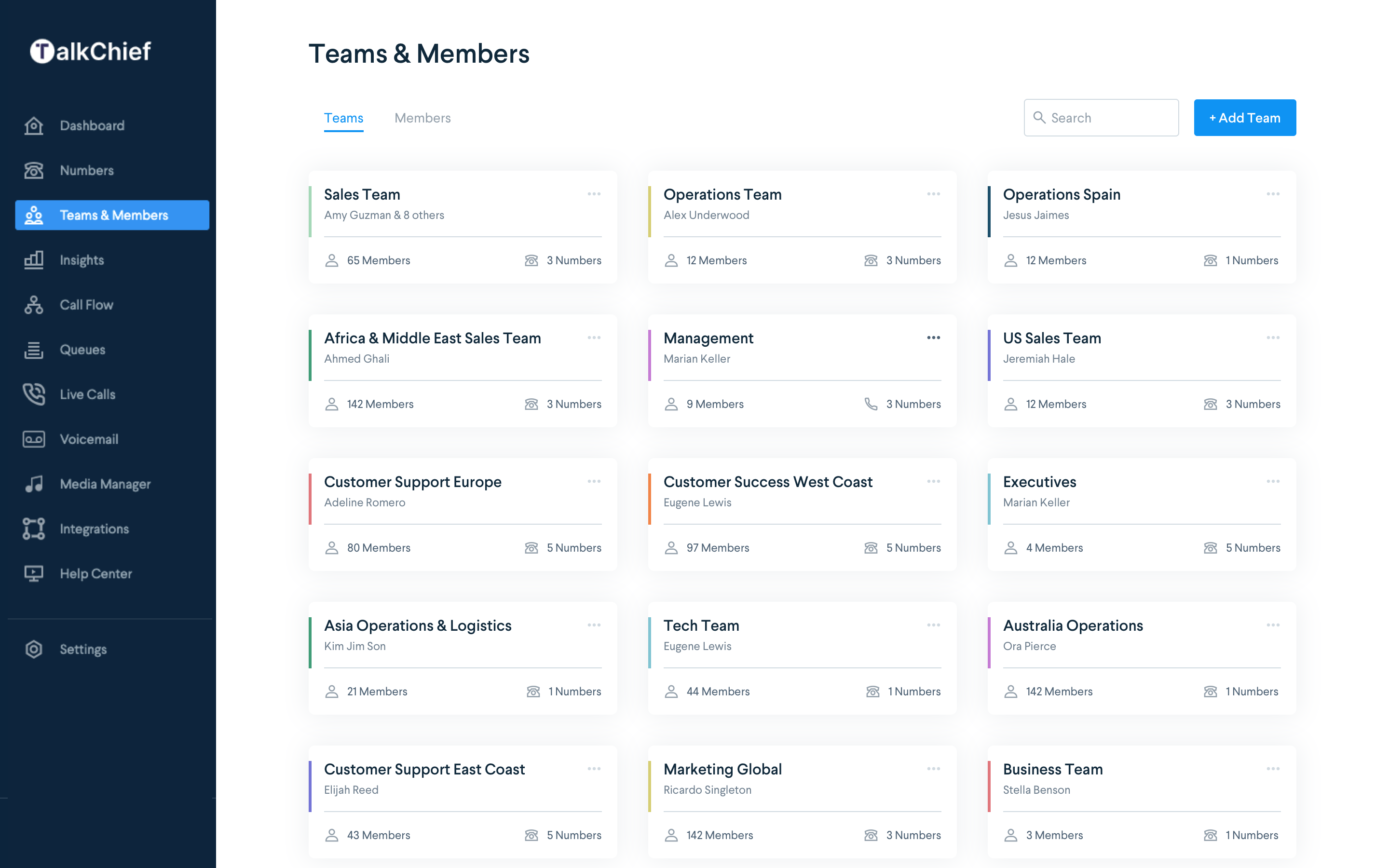 TalkChief Software - The TalkChief Teams feature facilitates seamless collaboration by grouping users into designated teams based on projects, departments, or roles.