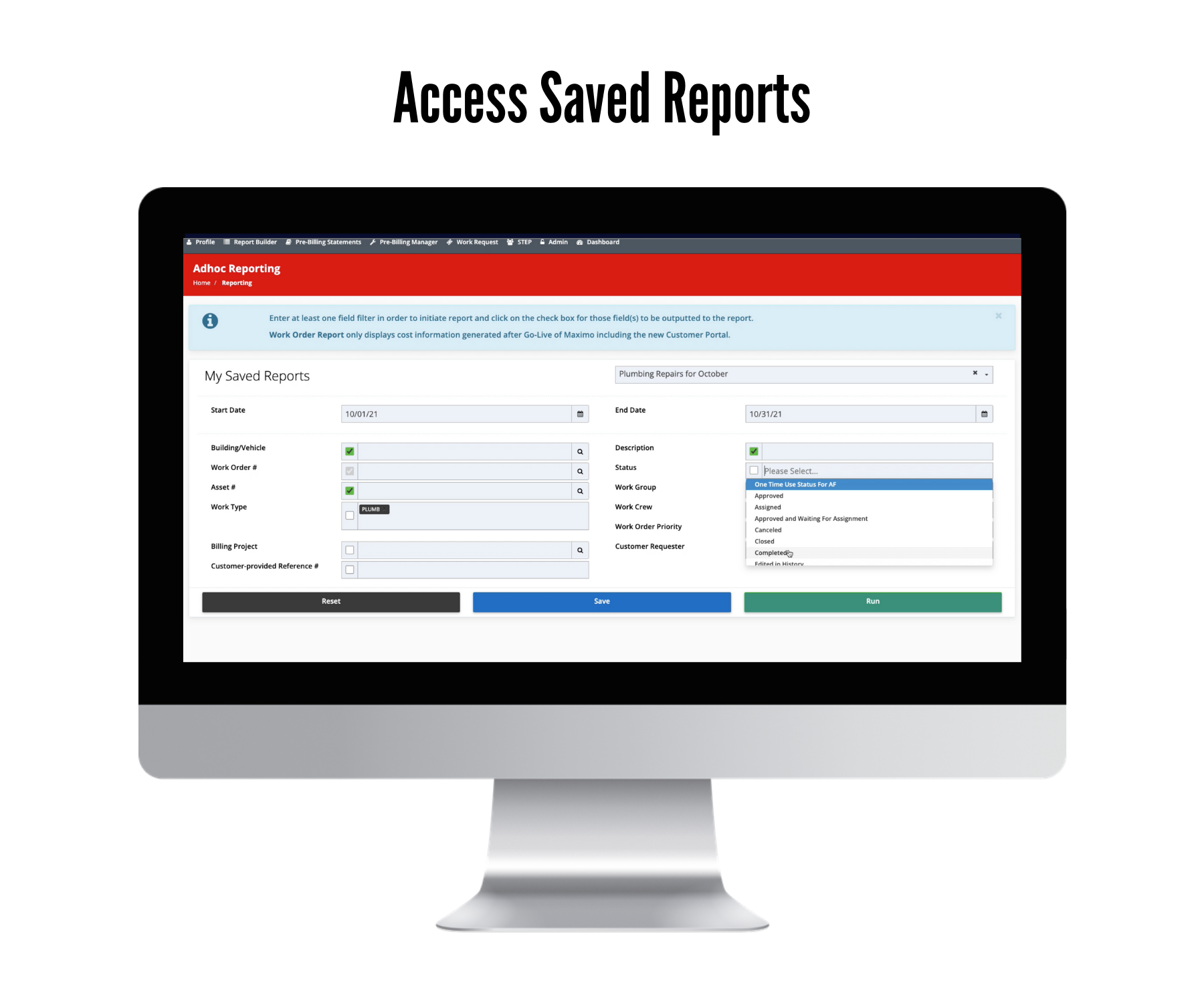 EZMaxInsight Access Saved Reports