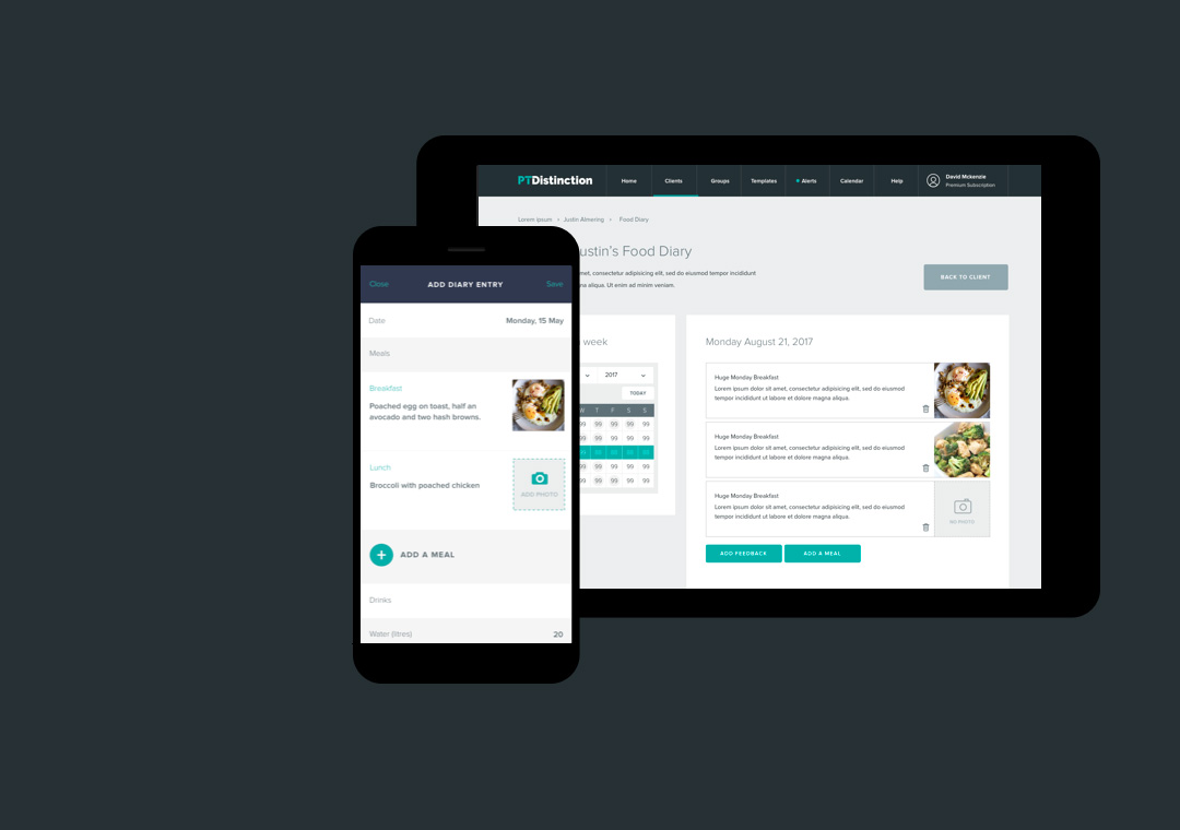PT Distinction Software - The worlds premier nutrition tracking tools including full My Fitness Pal integration, photo food diary, habit tracking, food diary, and adherence charts.