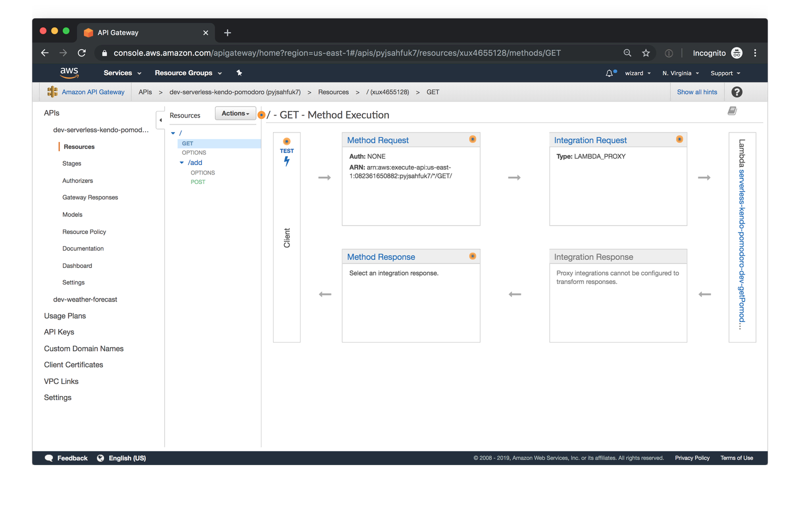 Amazon API Gateway screenshot