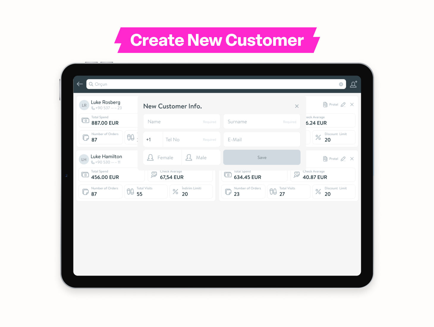 Simpra POS screenshot: Simpra POS Create New Customer