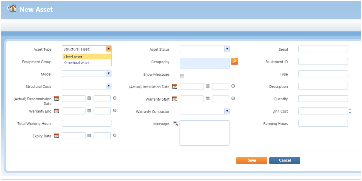 QFM Software - Capture new asset details