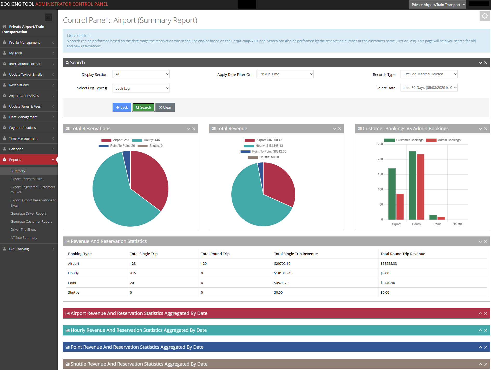 Booking Tool Limo/Shuttle