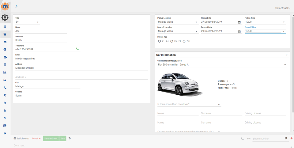 MegaDialer customer information