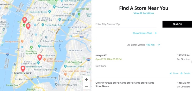 IWD Store Locator Software - Store Listing