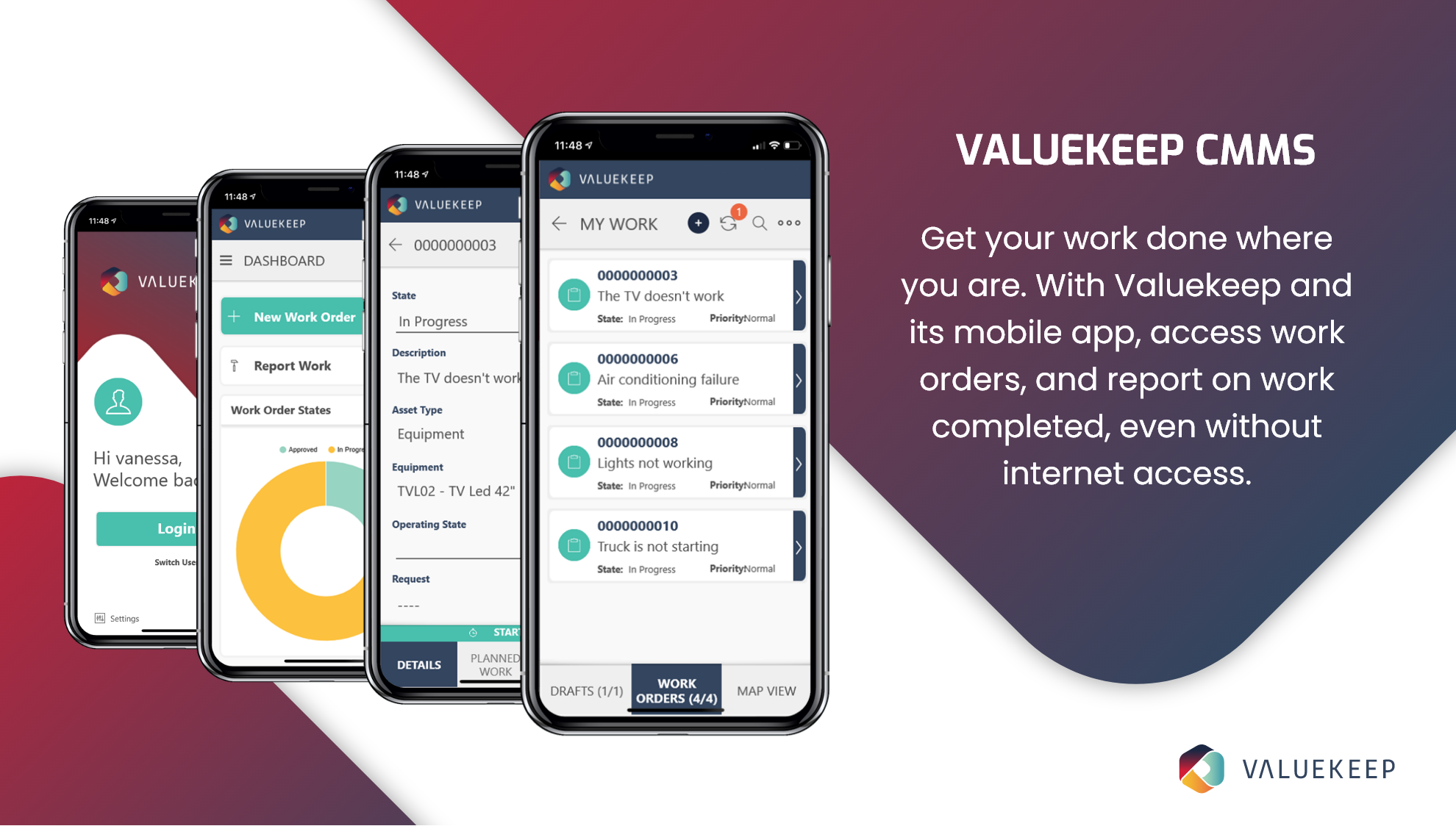 Valuekeep Software - Valuekeep CMMS - Mobile app for work reporting.