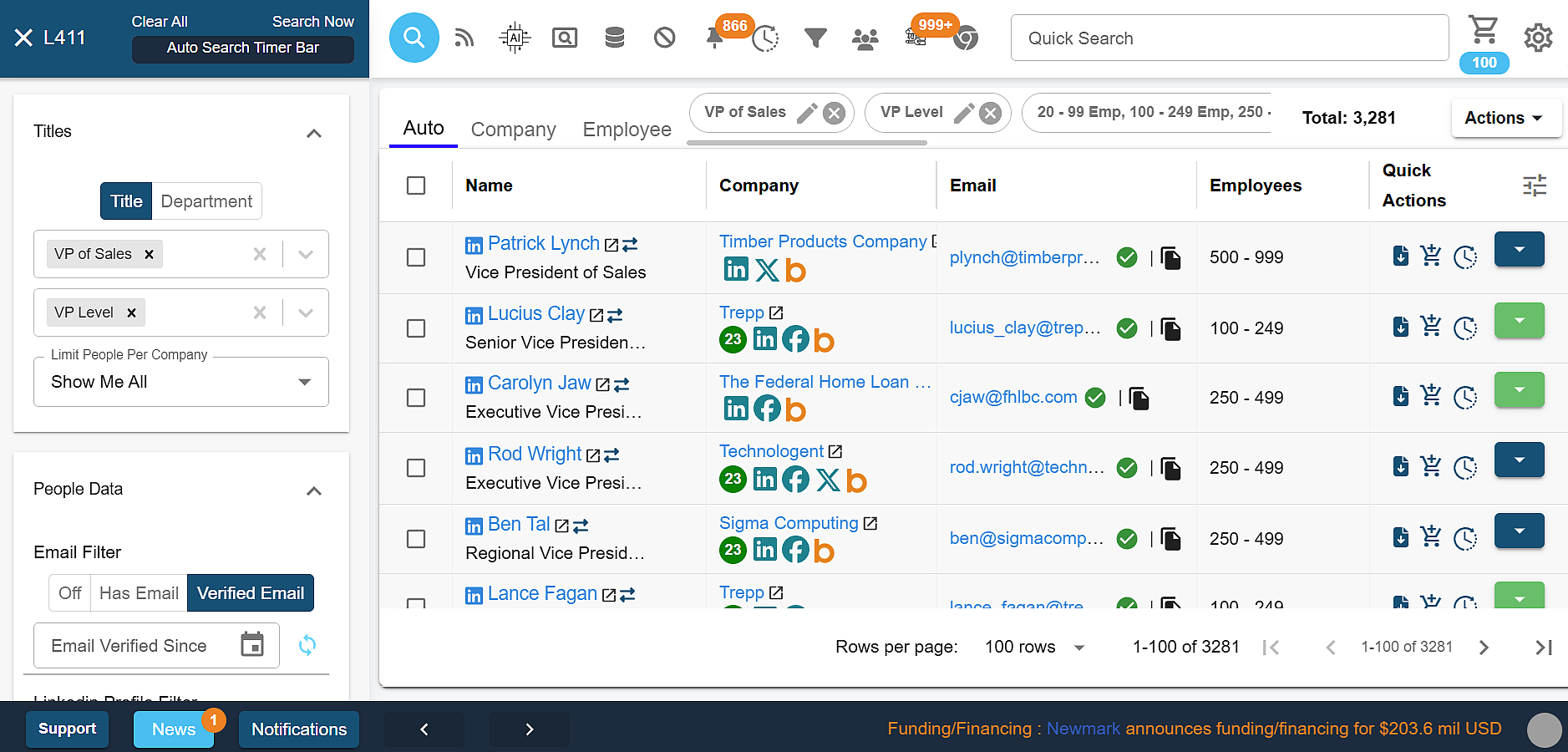 Lead411 Software - Lead411’s advanced search empowers users to filter millions of contacts by title, location, industry, intent signals, tech stack, revenue, and more—enabling precise targeting and faster lead generation for high-converting outreach.