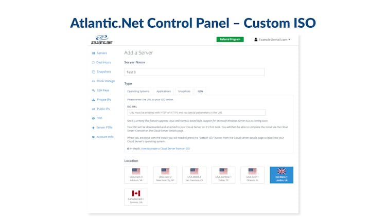 Atlantic.Net Cloud Platform screenshot: Atlantic.Net Cloud Platform server