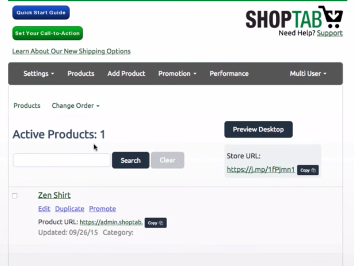 ShopTab products management