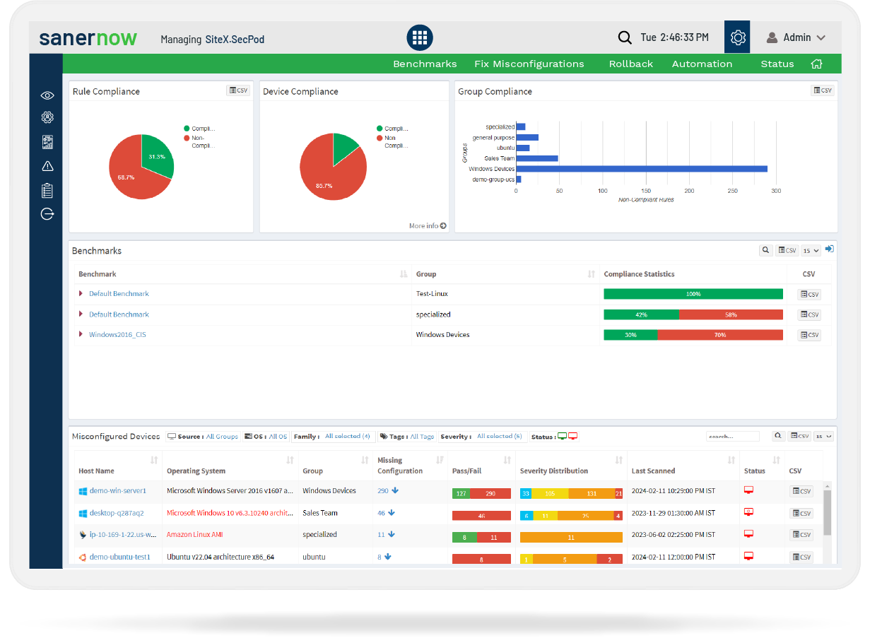 SanerNow Software - SecPod's SanerNow Compliance Management