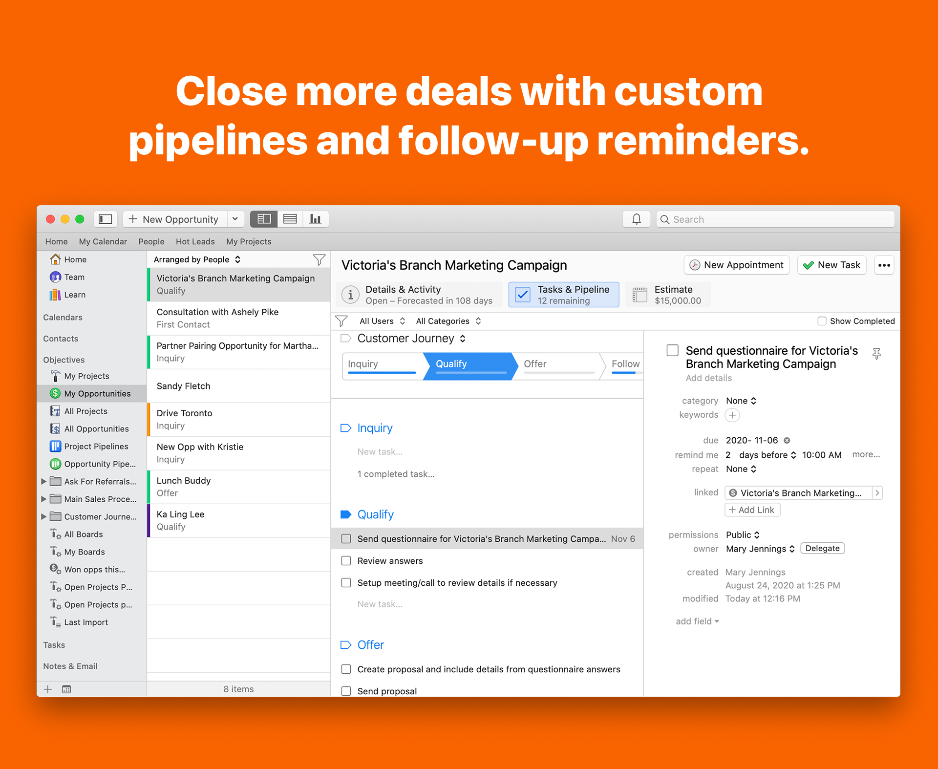 Daylite for Mac Software - Close more deals with custom pipelines and follow-up reminders