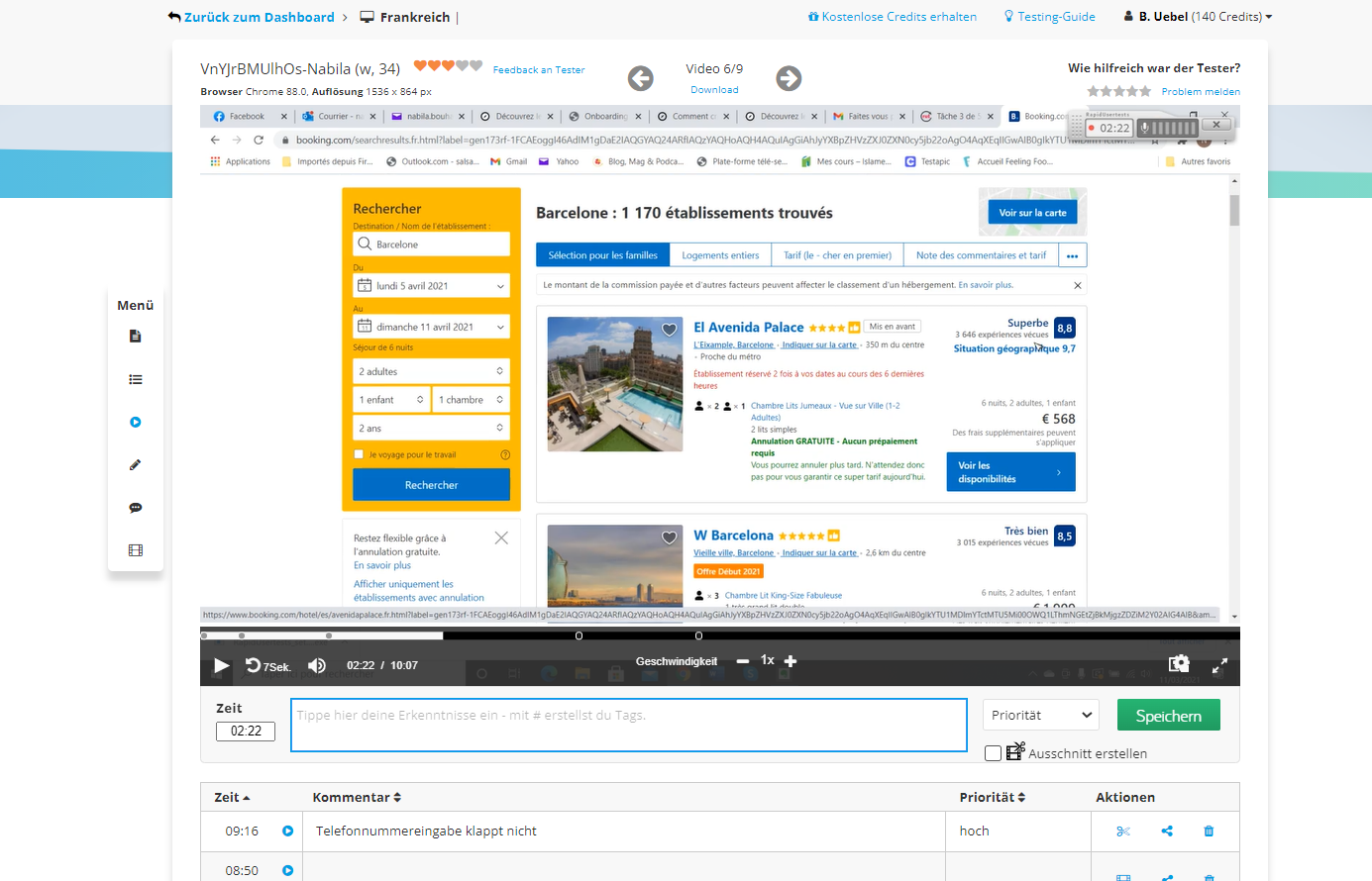 RapidUsertests screenshot: RapidUsertests video analysis