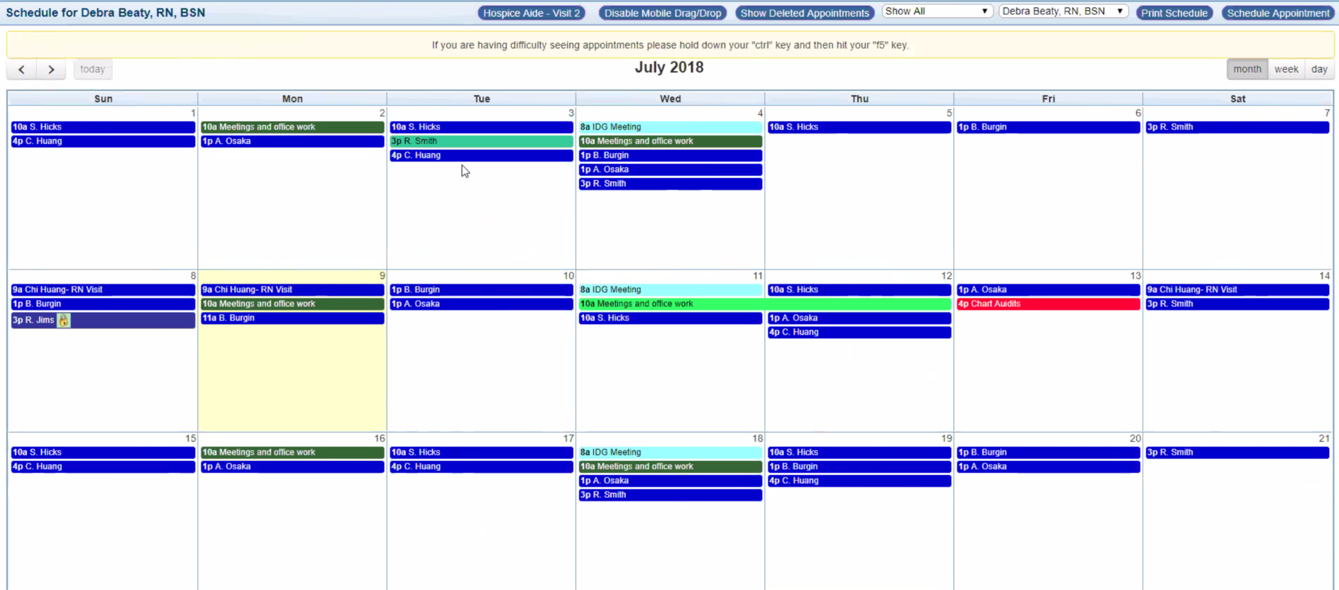 Drag-and-drop, color-coded scheduling via the calendar