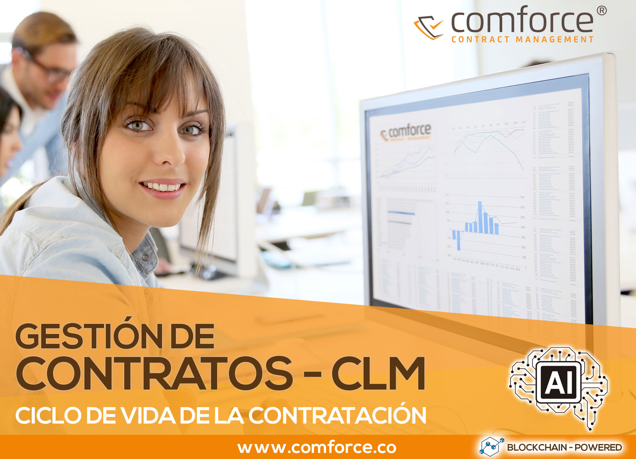 Comforce screenshot: Software de contratos comforce para gran empresa, BI, AI, Blockchain