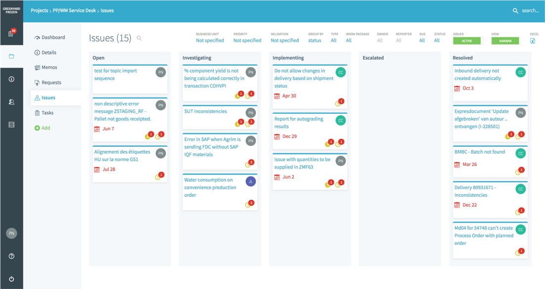 Kanban boards with drag-and-drop functionalities allow for visual and agile management and effortless follow-up. Boards can easily switch from one to another dimension.
