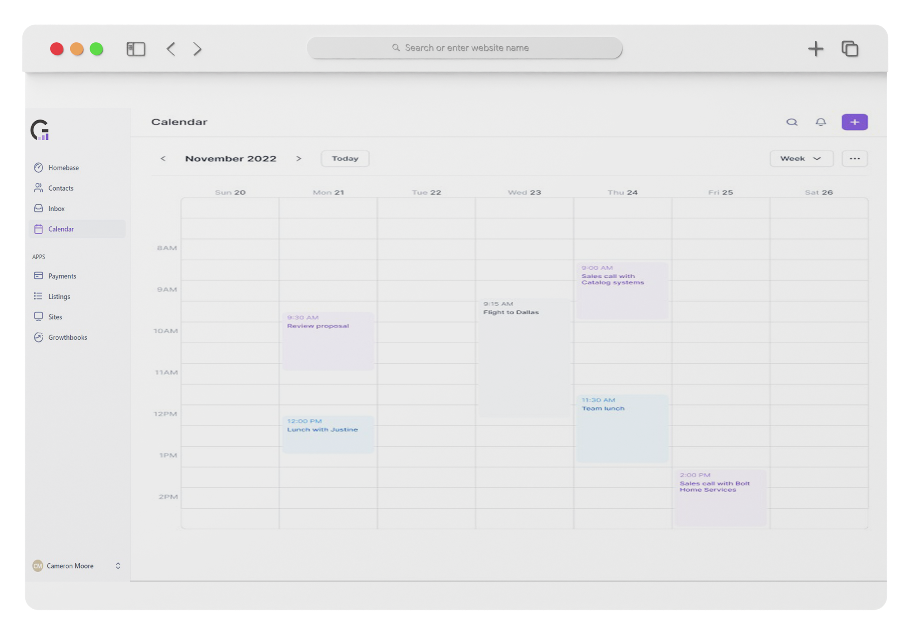 Growthware screenshot: Growthware calendar