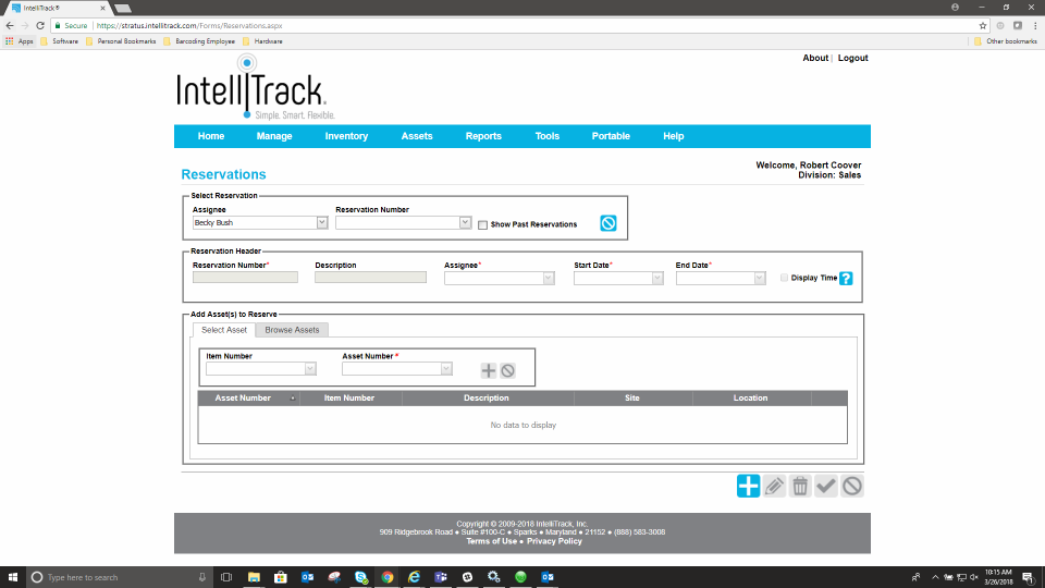 IntelliTrack Assets reservations management