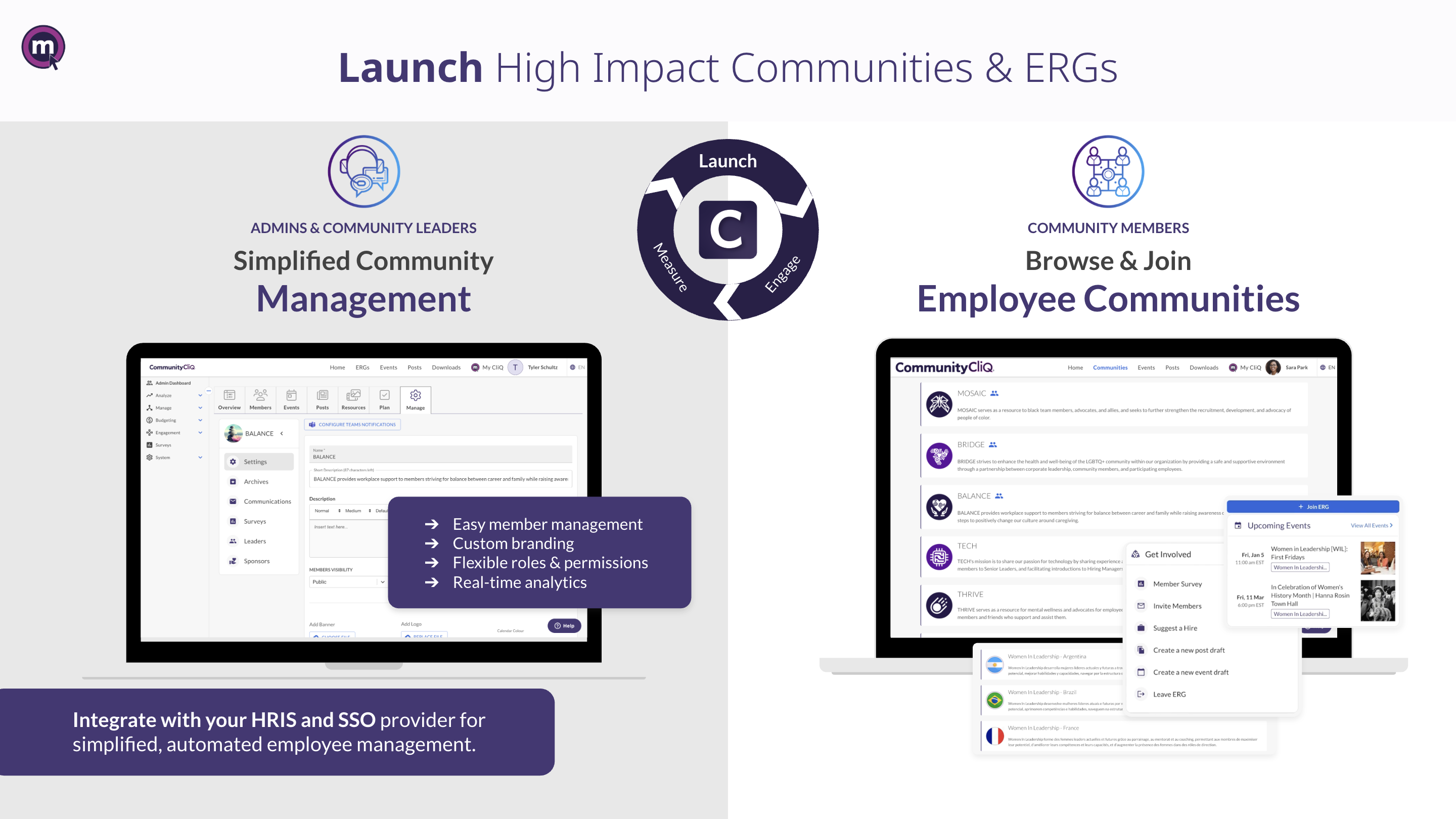 CommunityCliQ screenshot: Launch high-impact communities and employee resource groups (ERGs).