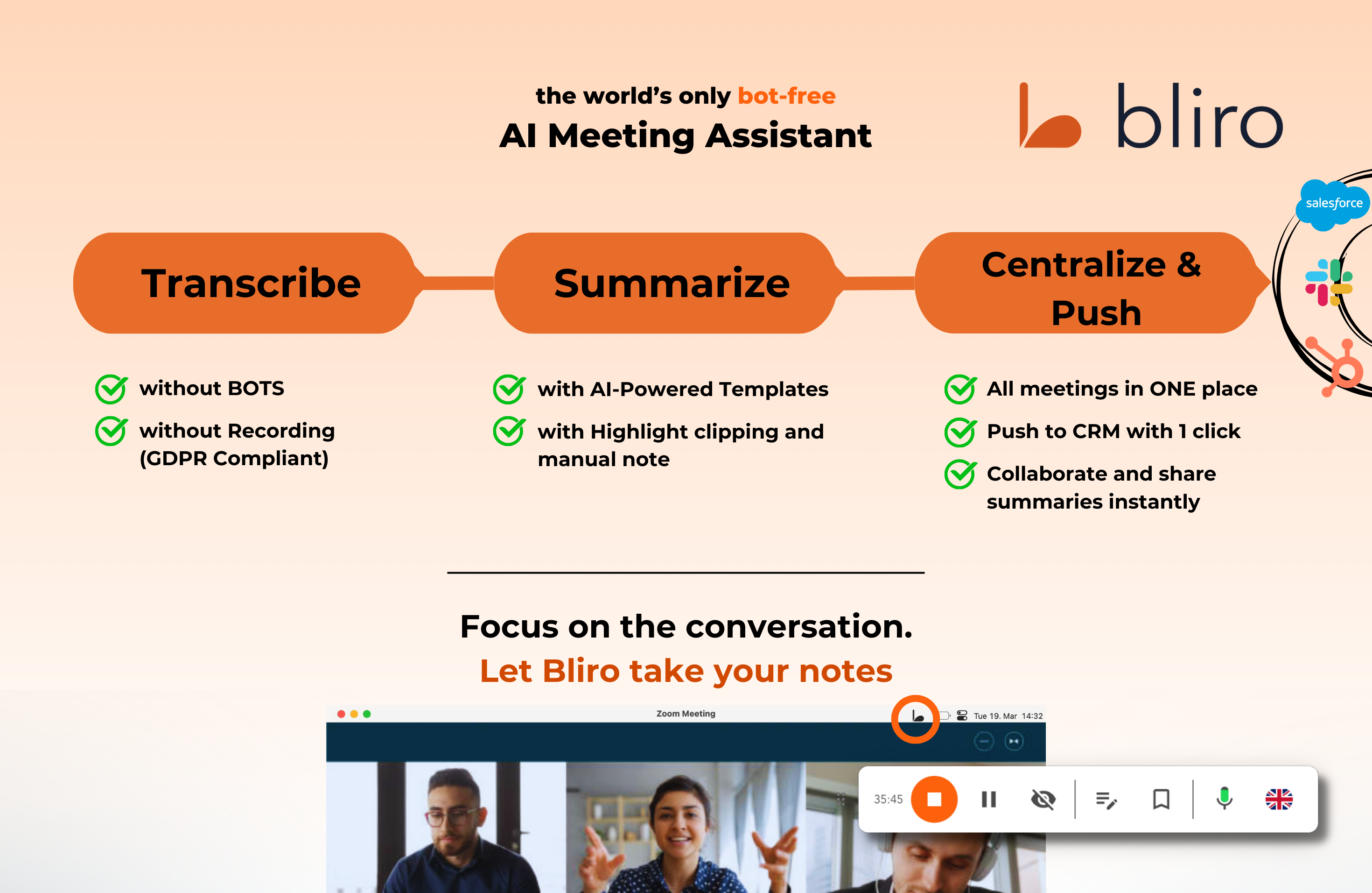 Transcribe, Summarize, Collaborate and Push to CRMs - All you can do with Bliro 