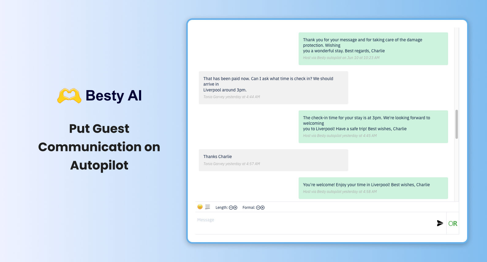 Besty screenshot: Besty guest communications