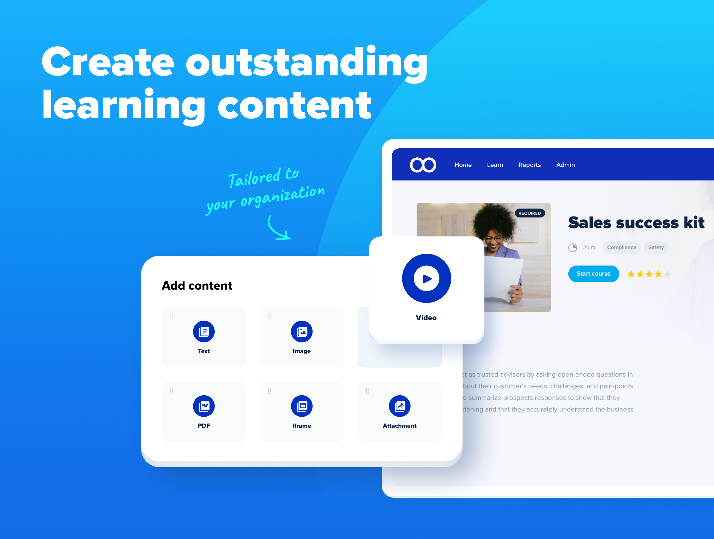 Drag-and-drop course builder to create outstanding training content