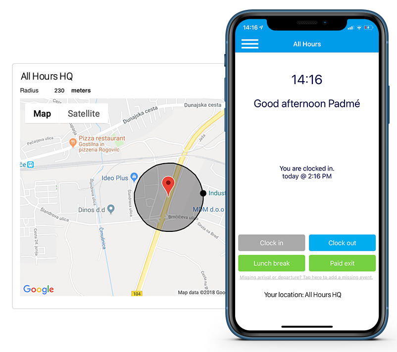 Geofencing. Setup zones where employees can clock-in and forget about cheating.