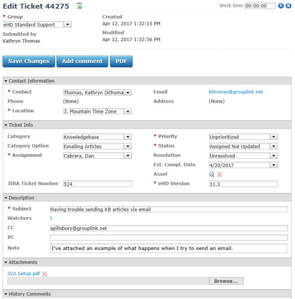everything HelpDesk screenshot: Create and edit tickets
