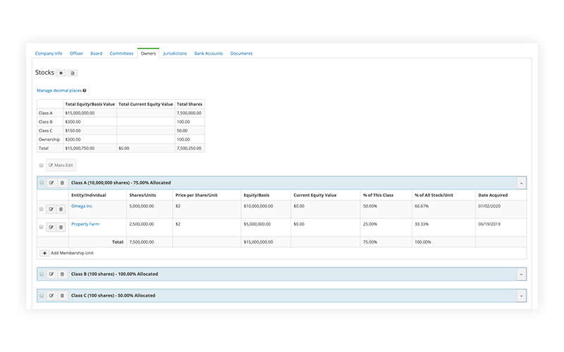 EntityKeeper Software - EntityKeeper capitalization tables