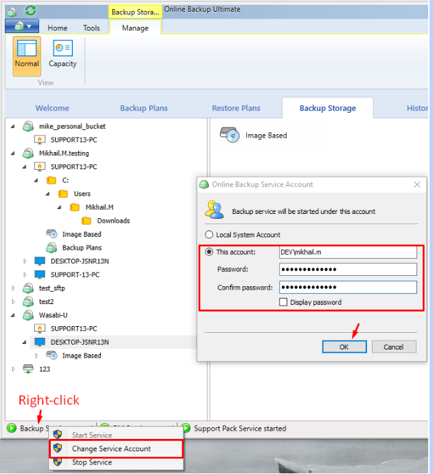 MSP360 Standalone Backup Software - MSP360 Standalone Backup storage settings