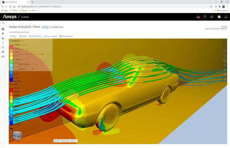 Post Processing Ansys Fluent directly in browser onto Ansys Cloud.