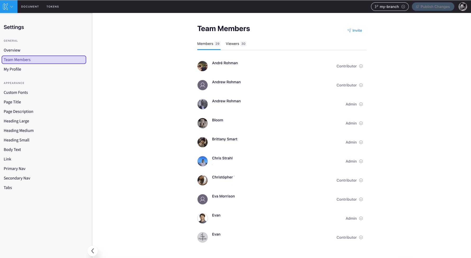 A dedicated and enhanced UI in one central spot allows for increased visibility into your design system team, making user management and role changes a snap!