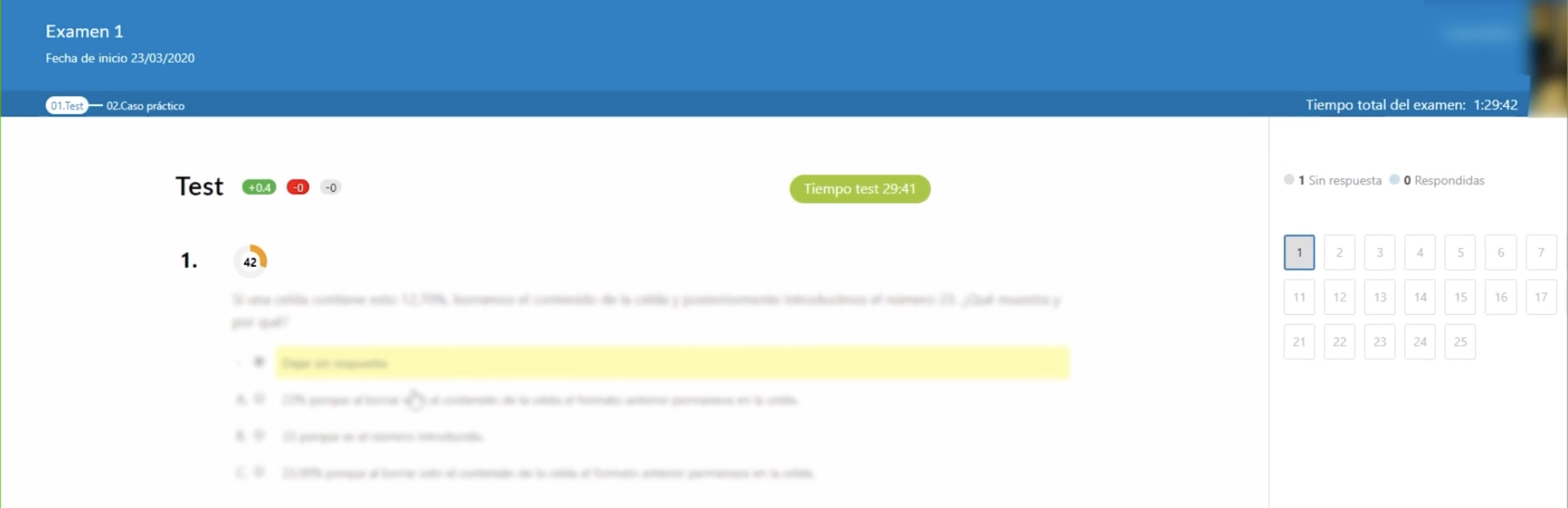 eLysa Grade screenshot: Test interface