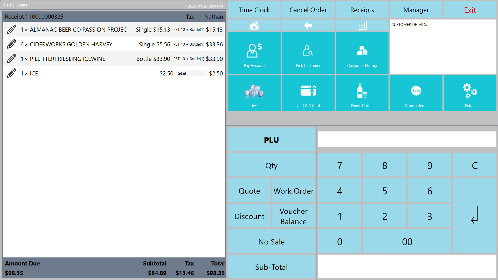 MyPOS Connect Software - MyPOS Connect POS screen with large window for items sold