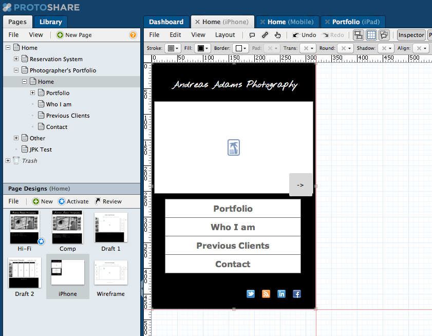 ProtoShare Software - Built-in guides to create mobile prototypes.