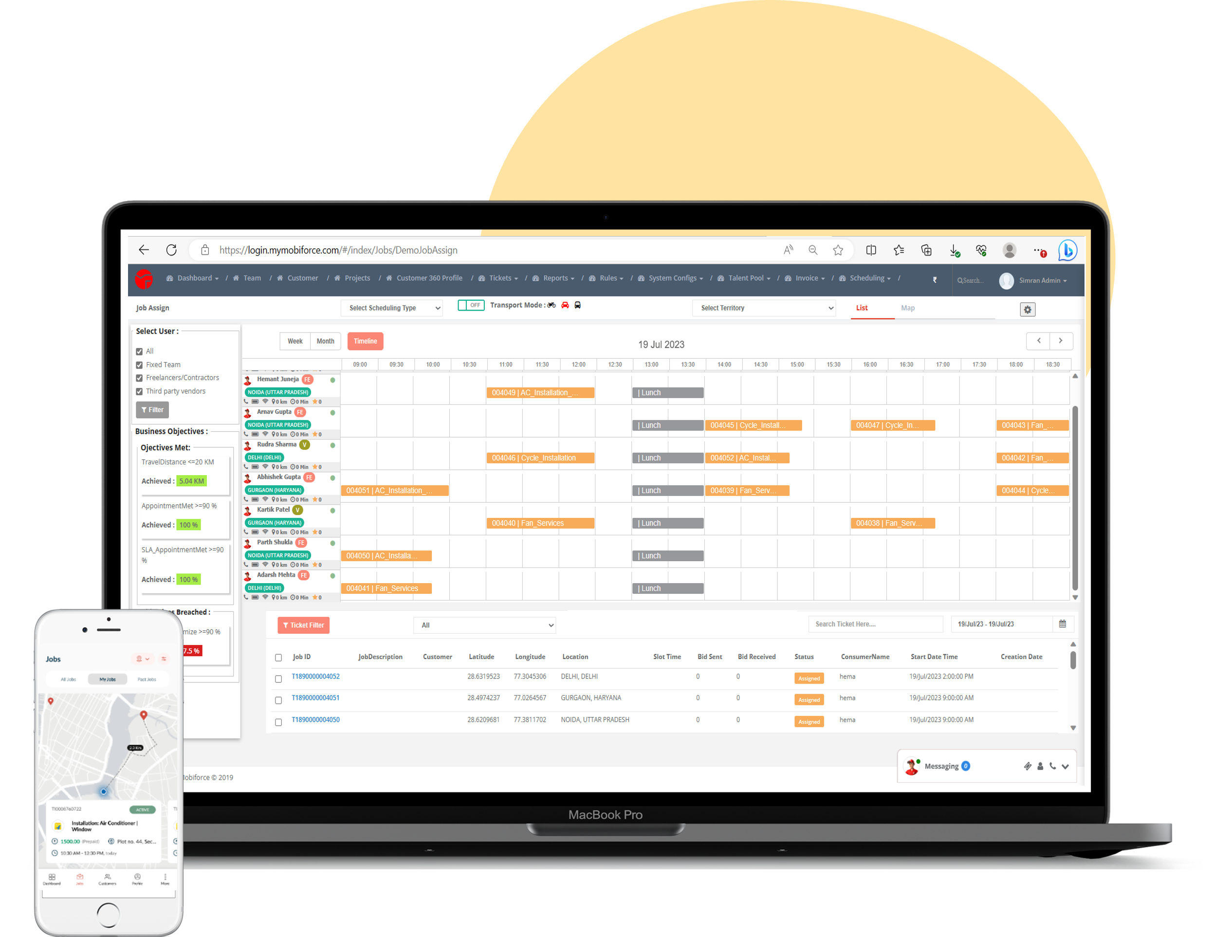 MyMobiForce screenshot: Intelligent Scheduling and Optimization