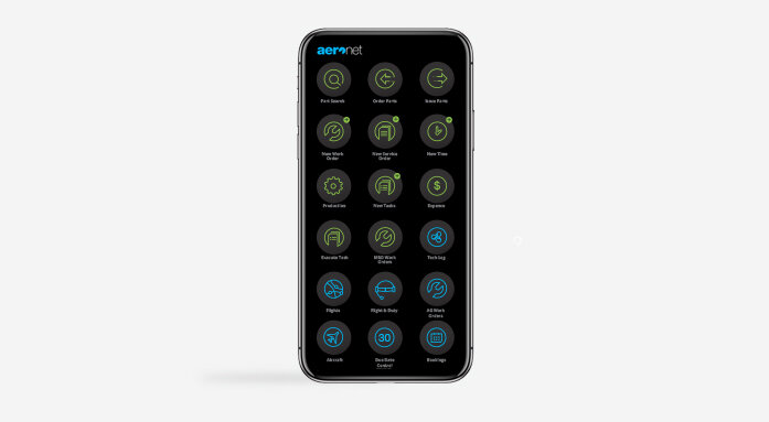 Aeronet mobile interface screenshot
