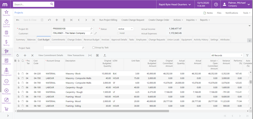 MYOB Advanced Business Software - Budgeting Reports