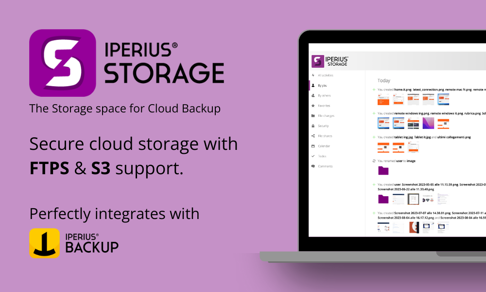 Iperius Storage screenshot: Iperius Storage - Secure cloud storage (FTPS & S3)