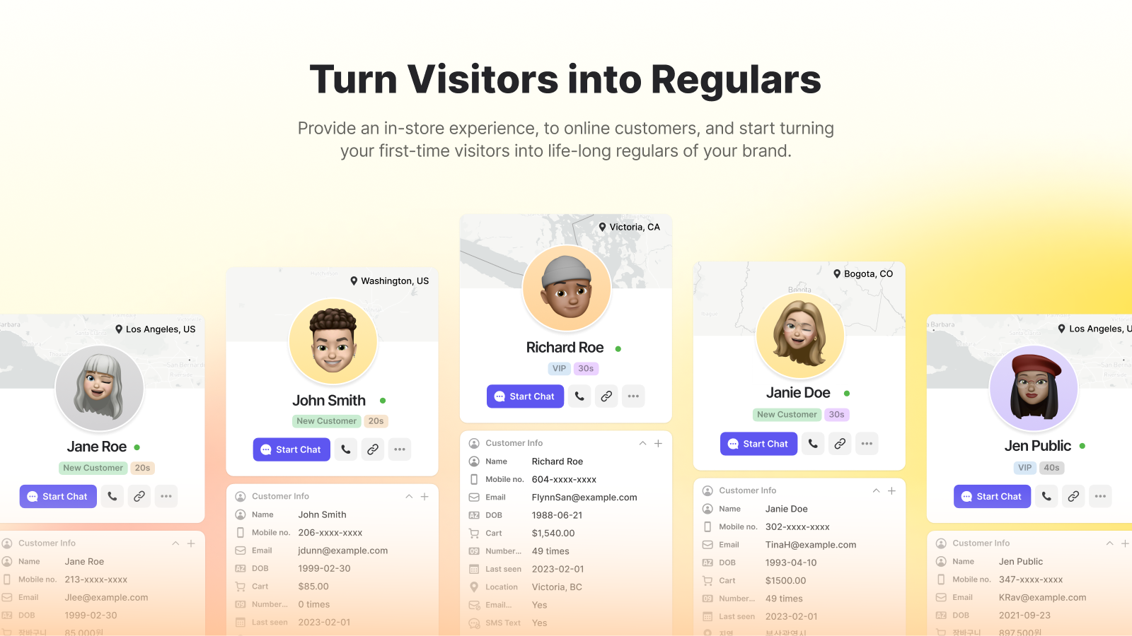 Turn Visitors into Regulars - Provide an in-store experience, to online customers, and start turning your first-time visitors into life-long regulars of your brand.