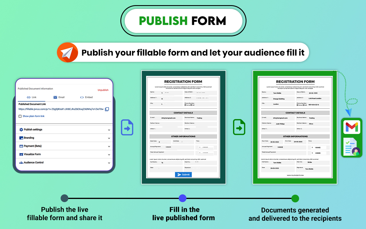 Fillable Document form publishing