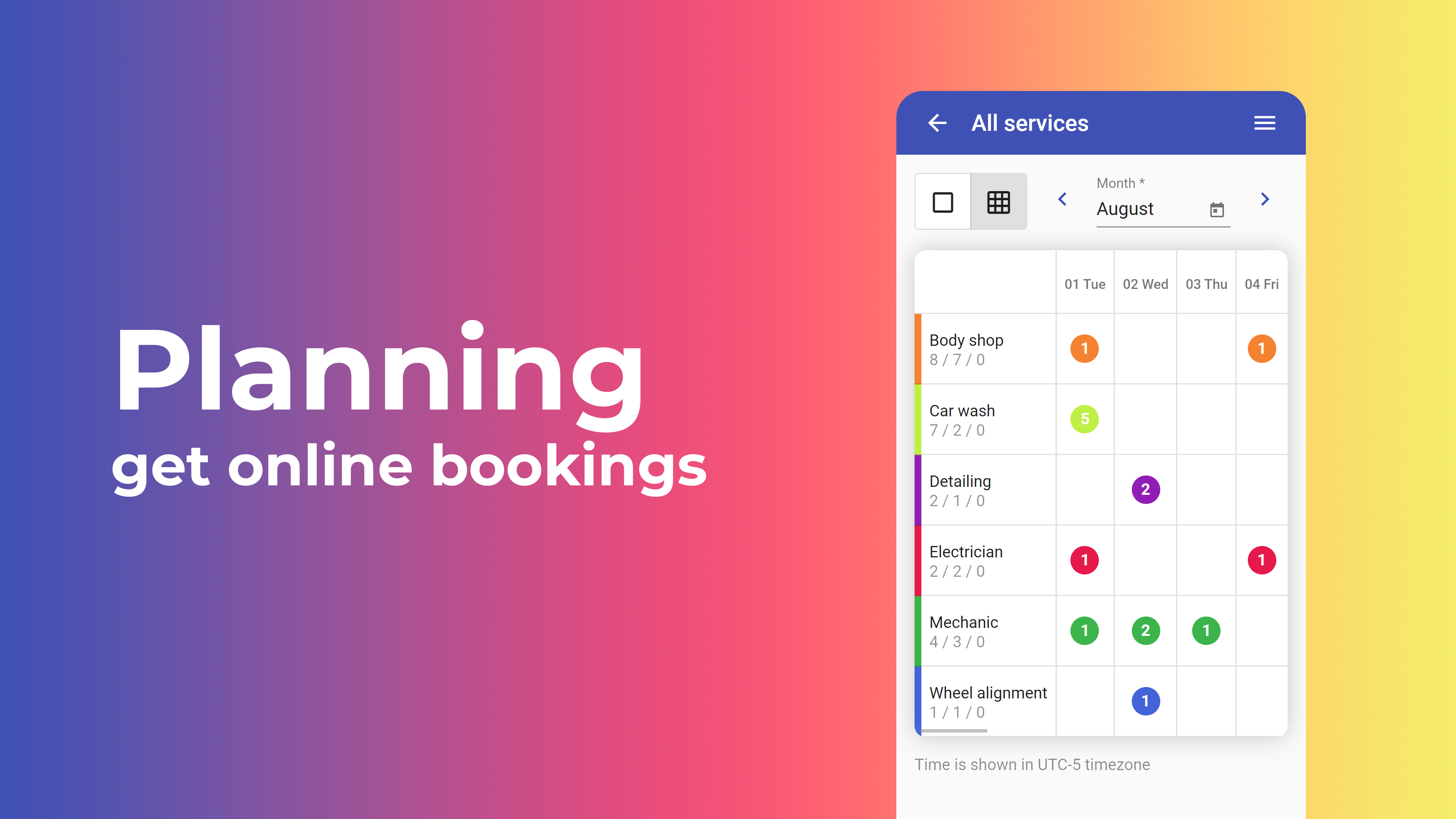 Planning: calendar, scheduler & online booking software