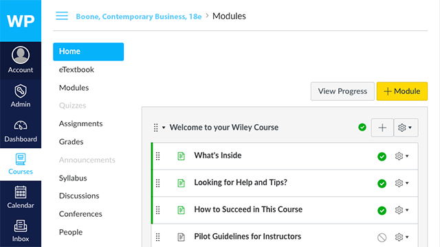 WileyPLUS course modules