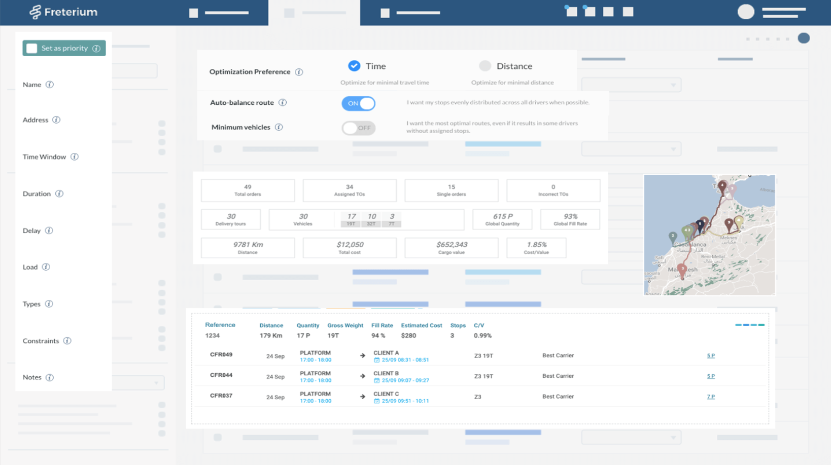 Freterium screenshot: Freterium planning automation