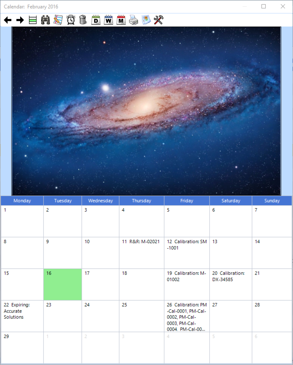 GAGEpack Software - Manage activity with calendar interface